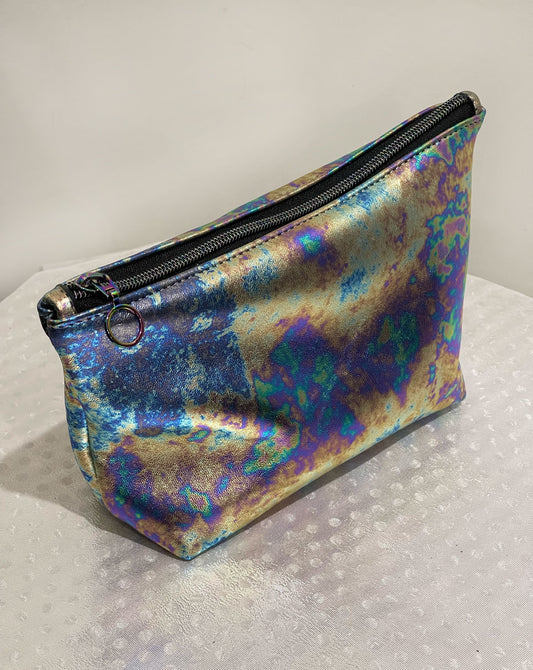 Oil slick Leather makeup purse