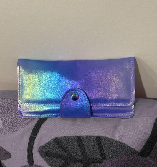Aurora Rainbow blue tone Leather Wallet Purse or wristlet