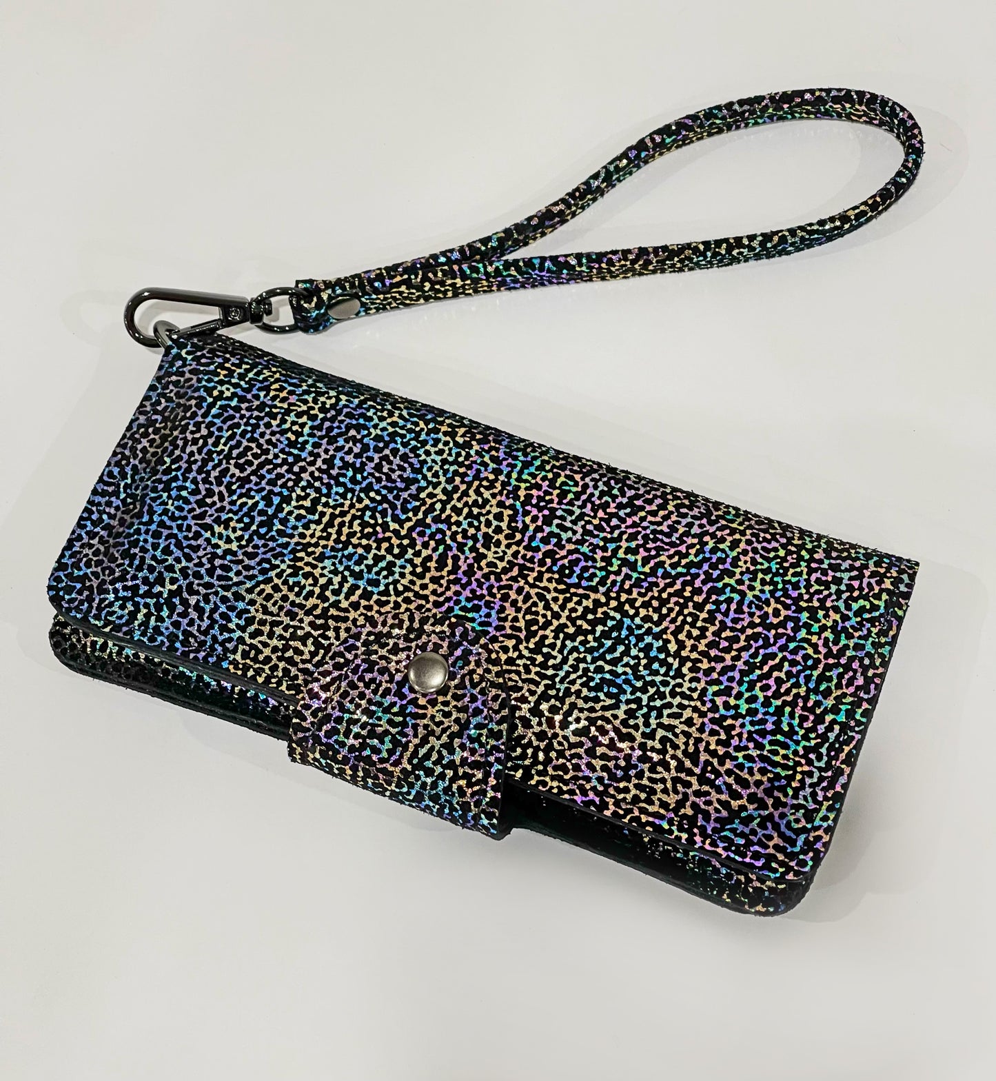 Fuchsia Pink Metallic Leather Wallet Purse or wristlet