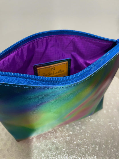 Metallic Rainbow Aurora Leather makeup purse