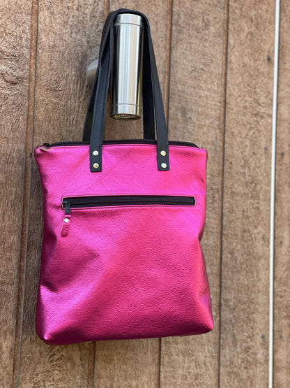 Hot pink leather Backpack and tote, Travel bag