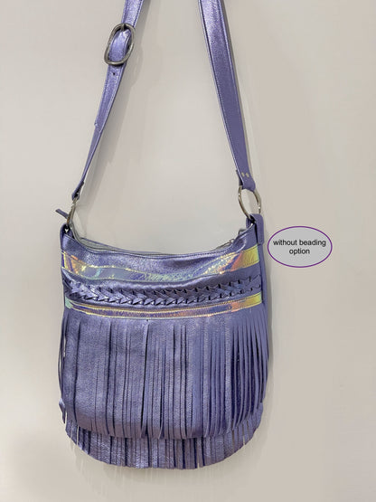 Fringe bag Metallic Lavender lilac boho
