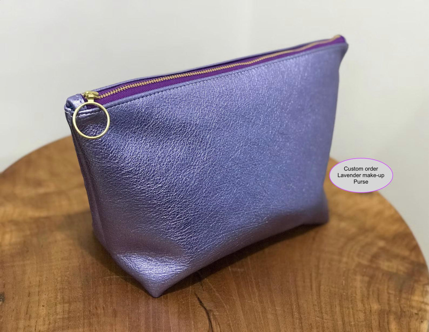 Large Lavender Lilac Metallic Leather Tote