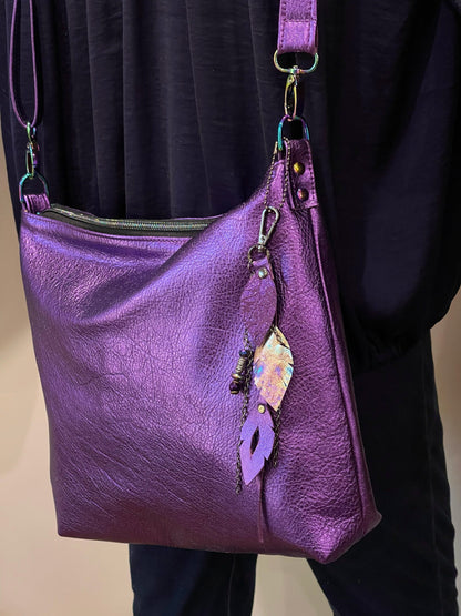 Leather Feather Charm for your Leather Bag