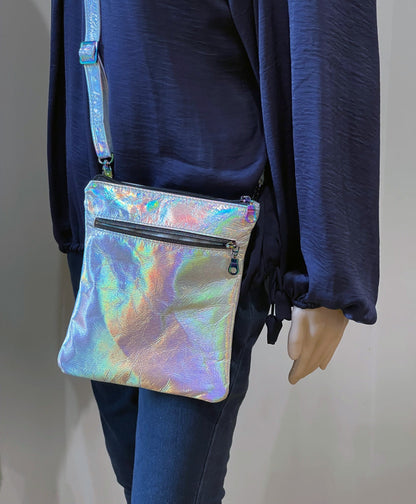 Small Holographic Leather Crossbody Bag