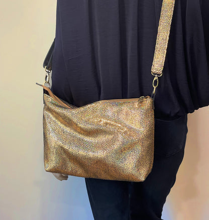 Iridescent Gold soft crossbody bag