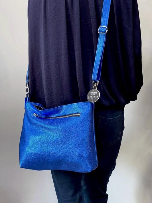 Metallic Crossbody Bag, metallic cobalt blue
