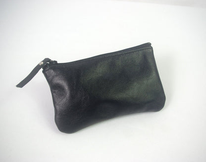 Black Vintage leather coin pouch