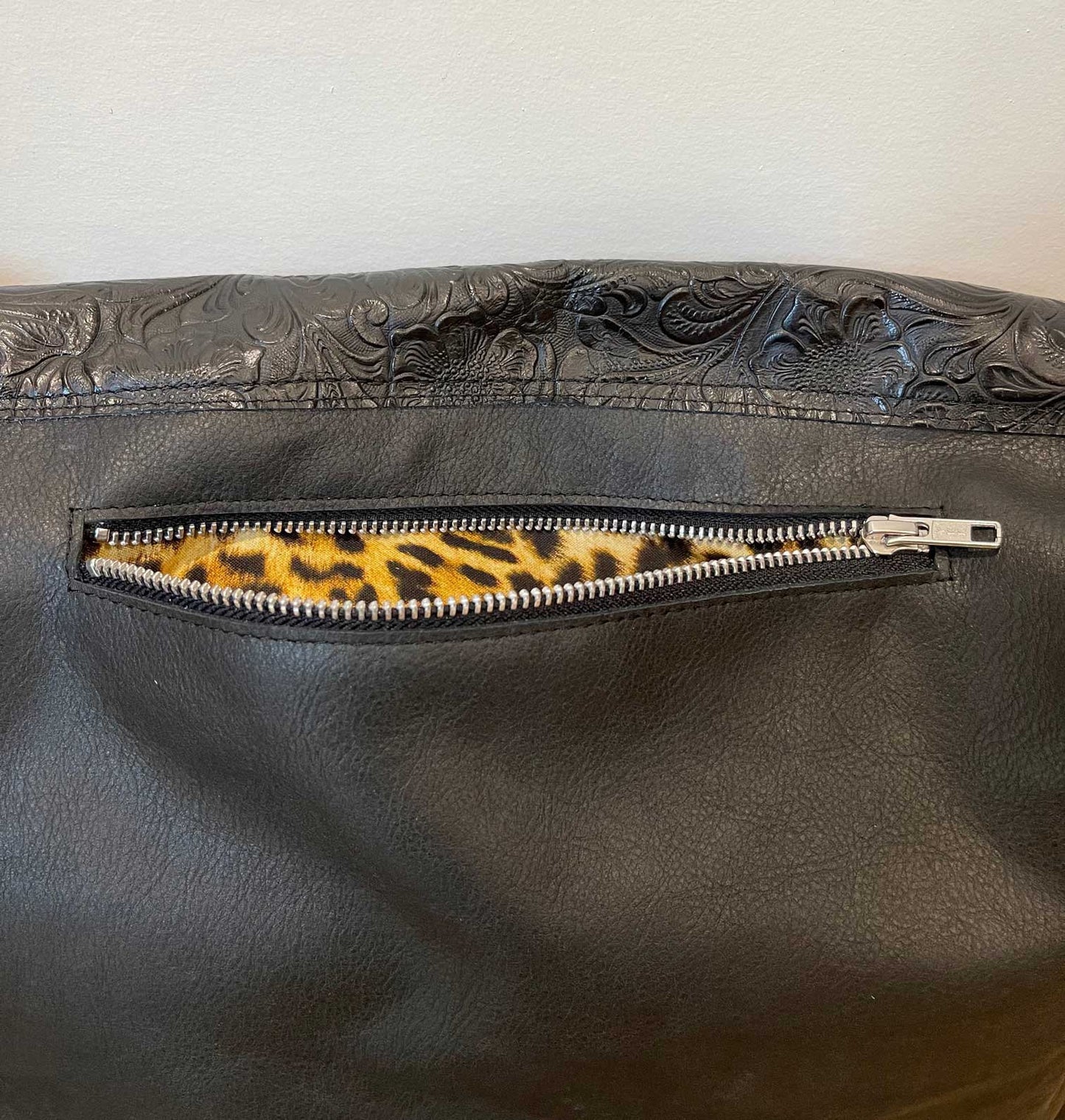 Tooled Black Western Floral Celtic Leather Crossbody Bag