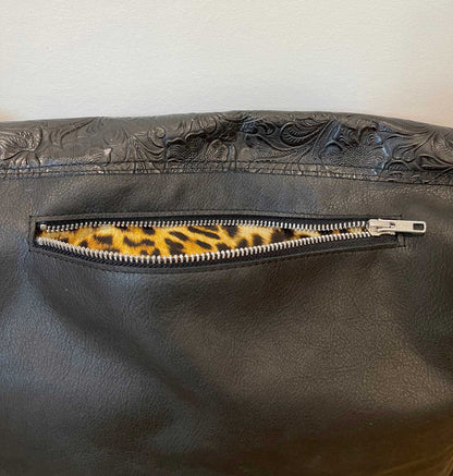 Tooled Black Western Floral Celtic Leather Crossbody Bag