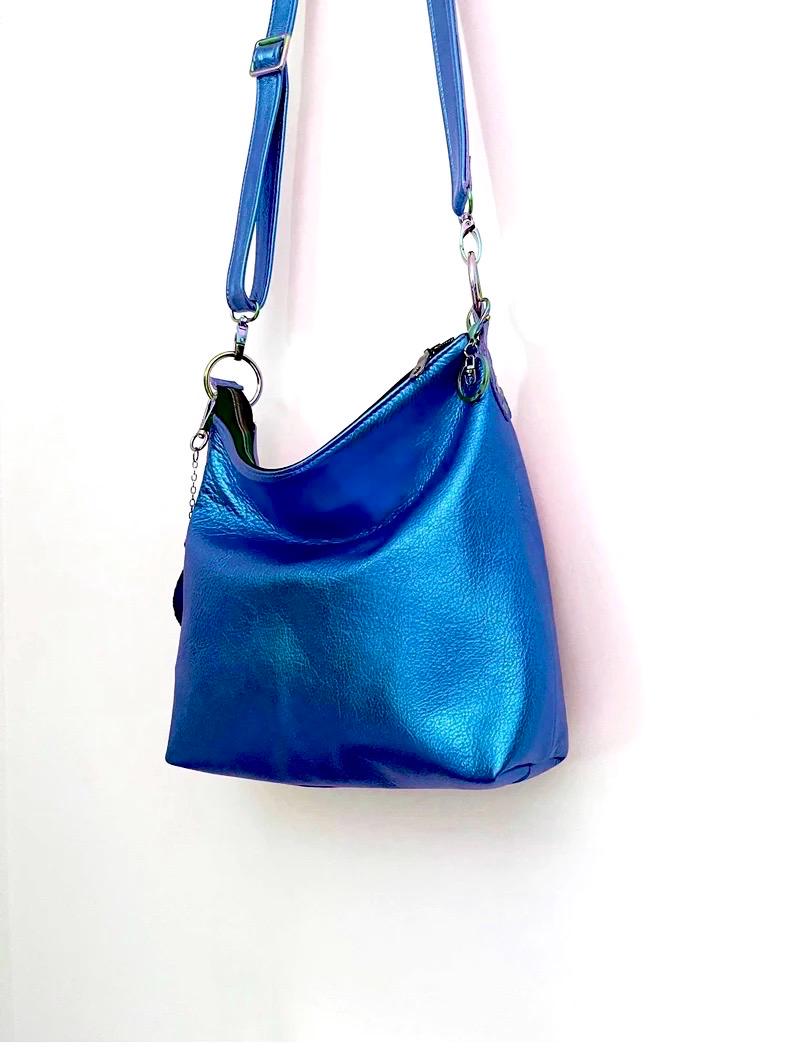 Metallic Crossbody Bag, metallic cobalt blue