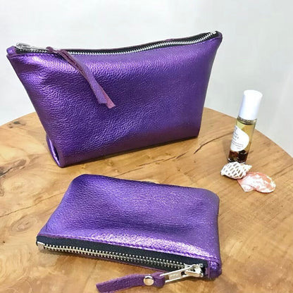 Metallic Purple makeup Purse, or wristlet