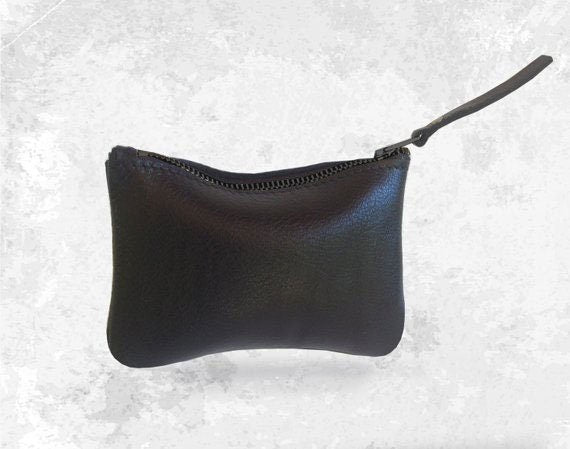 Black Vintage leather coin pouch