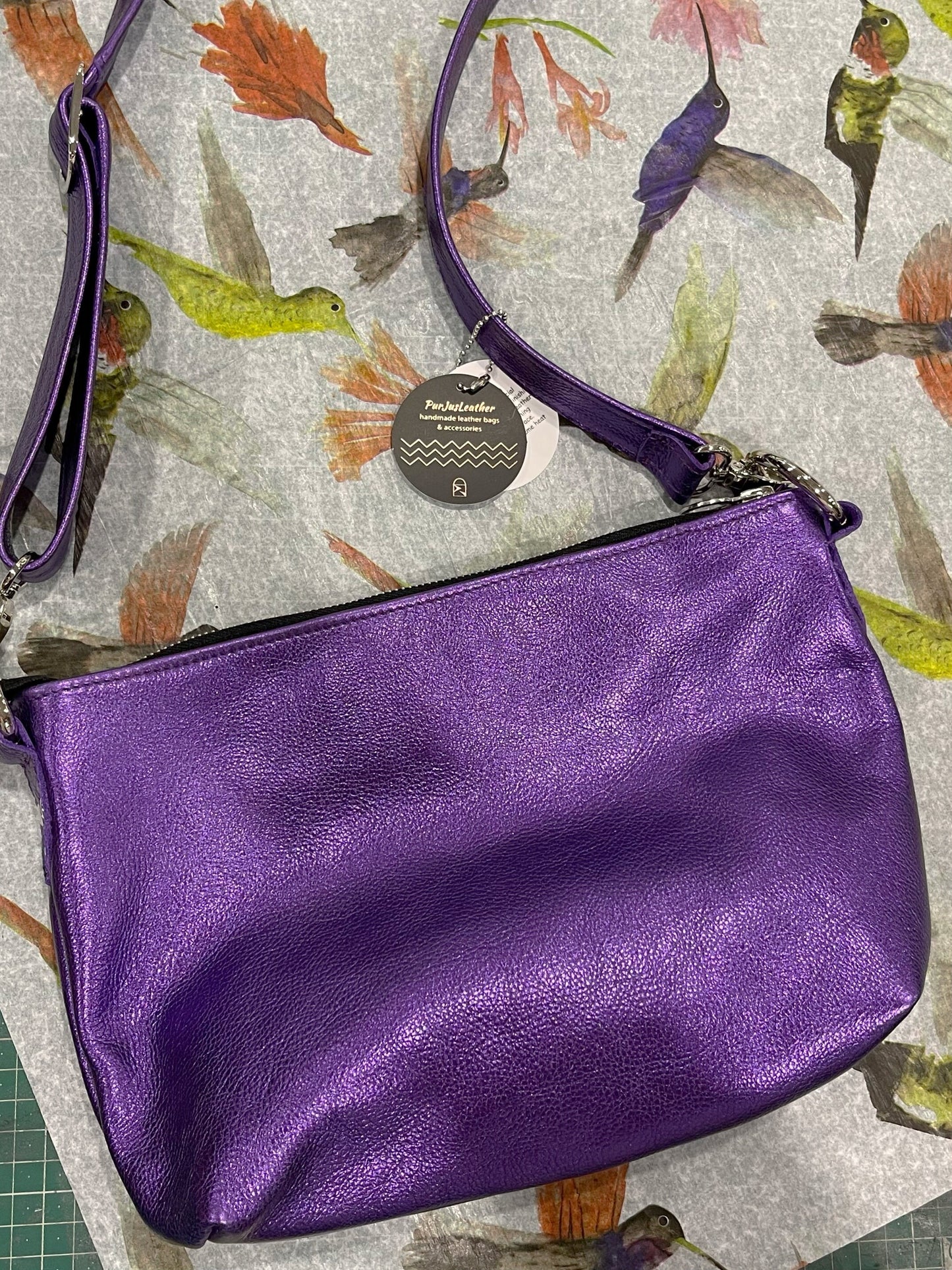 Smaller metallic purple crossbody bag