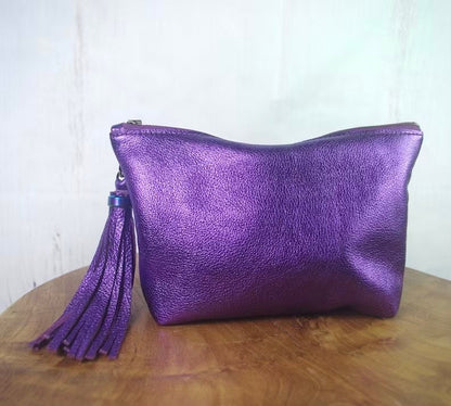 Metallic Purple makeup Purse, or wristlet