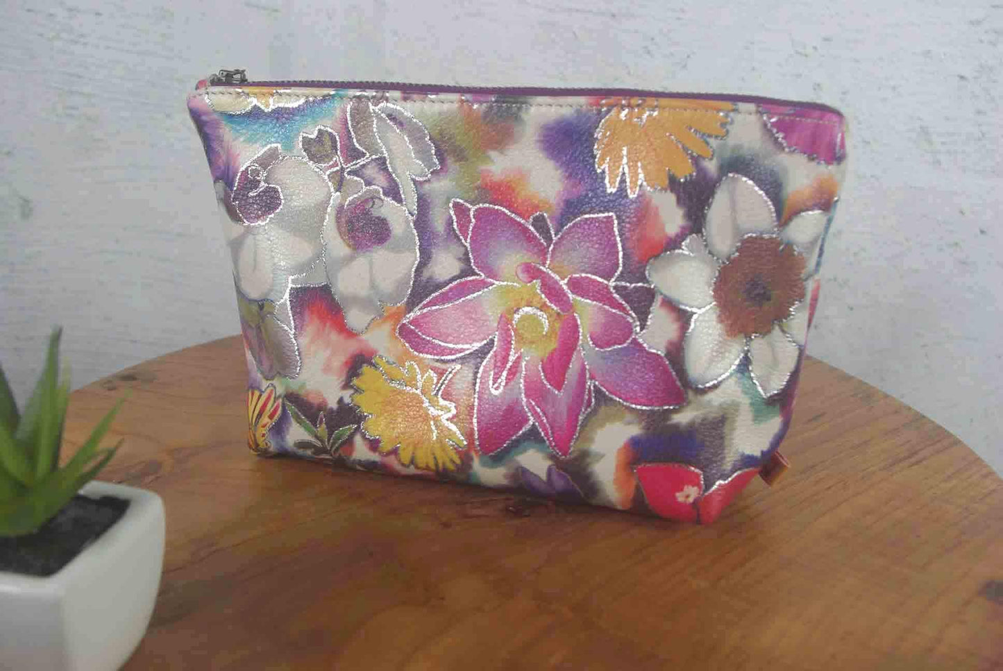 Floral Leather coin purse, Soft luxurious leather, limited edition