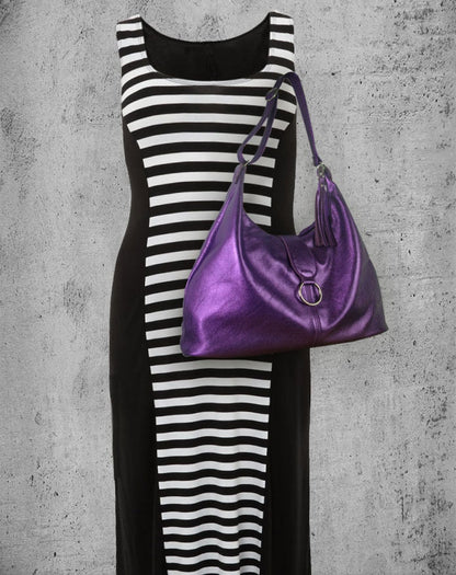 Metallic Purple Italian Hobo, soft premium leather