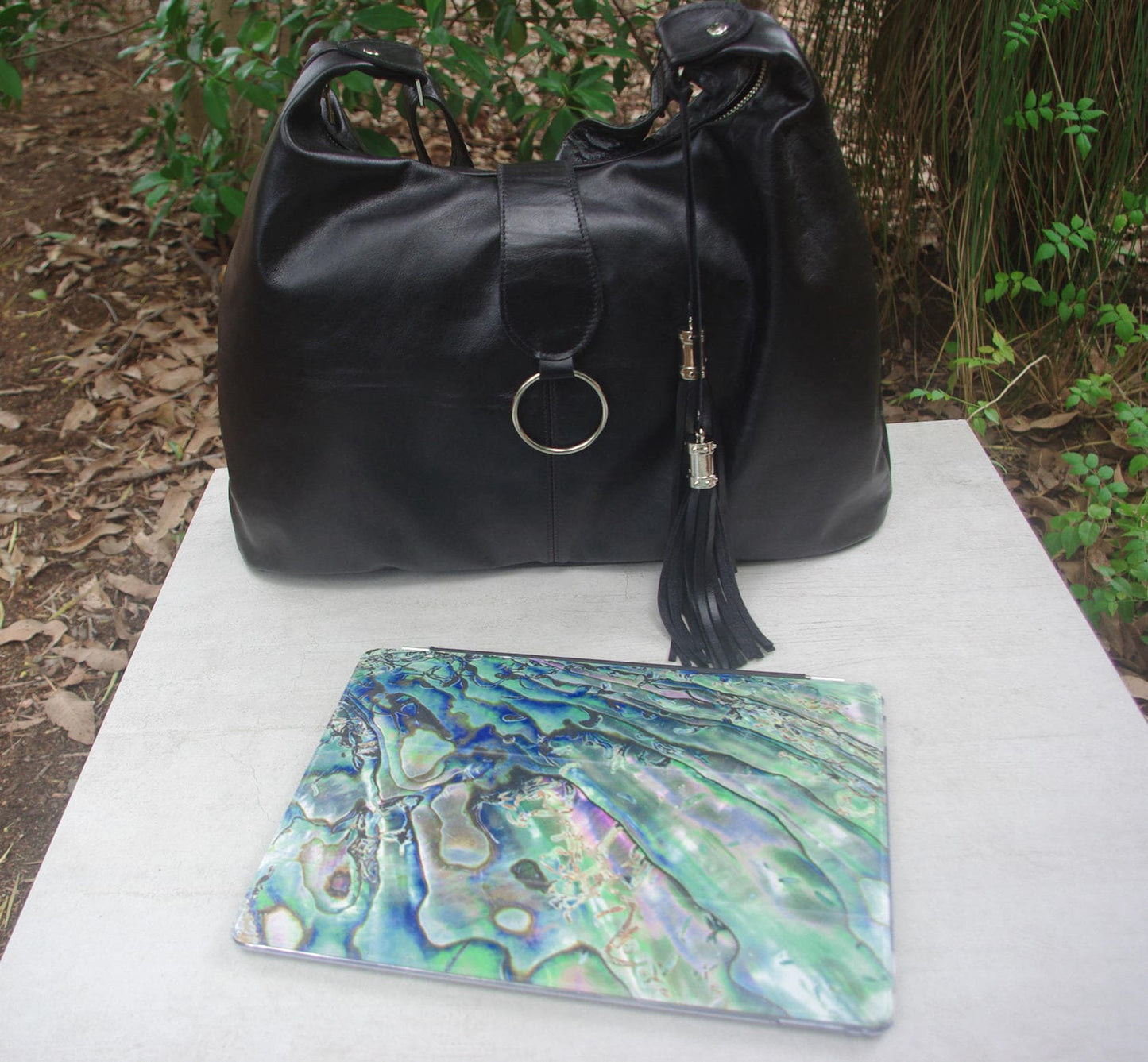 Womens metallic turquoise Italian Hobo