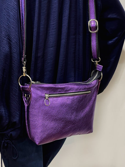 Smaller metallic purple crossbody bag