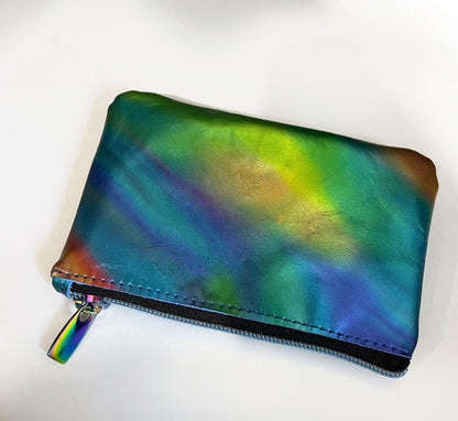 Aurora Borealis Genuine Leather Zipper Purse, coin purse, Northern Lights