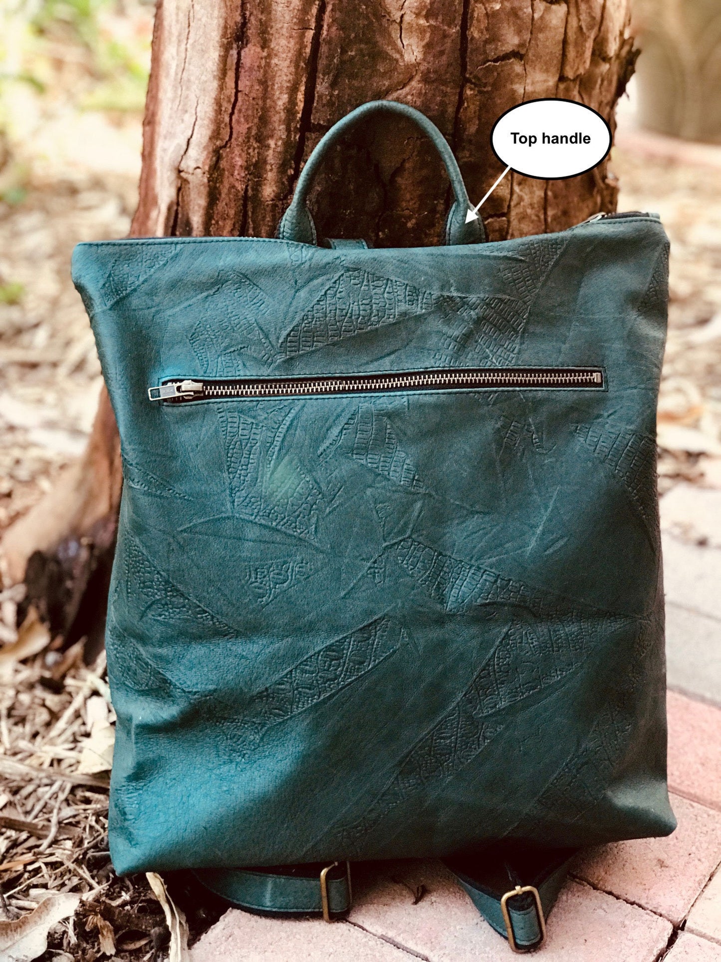 Hot pink leather Backpack and tote, Travel bag