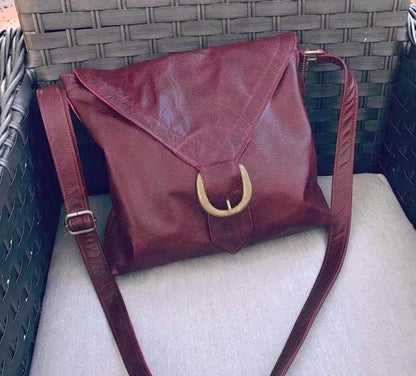 Burgundy Leather Bag with flap