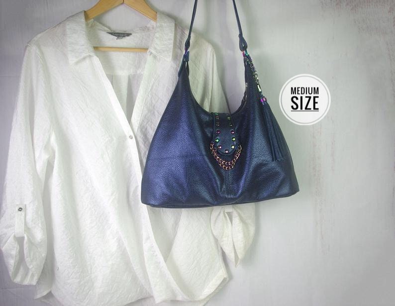Rainbow hardware Metallic Purple Italian Hobo
