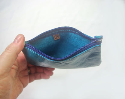 Vintage Teal leather coin purse