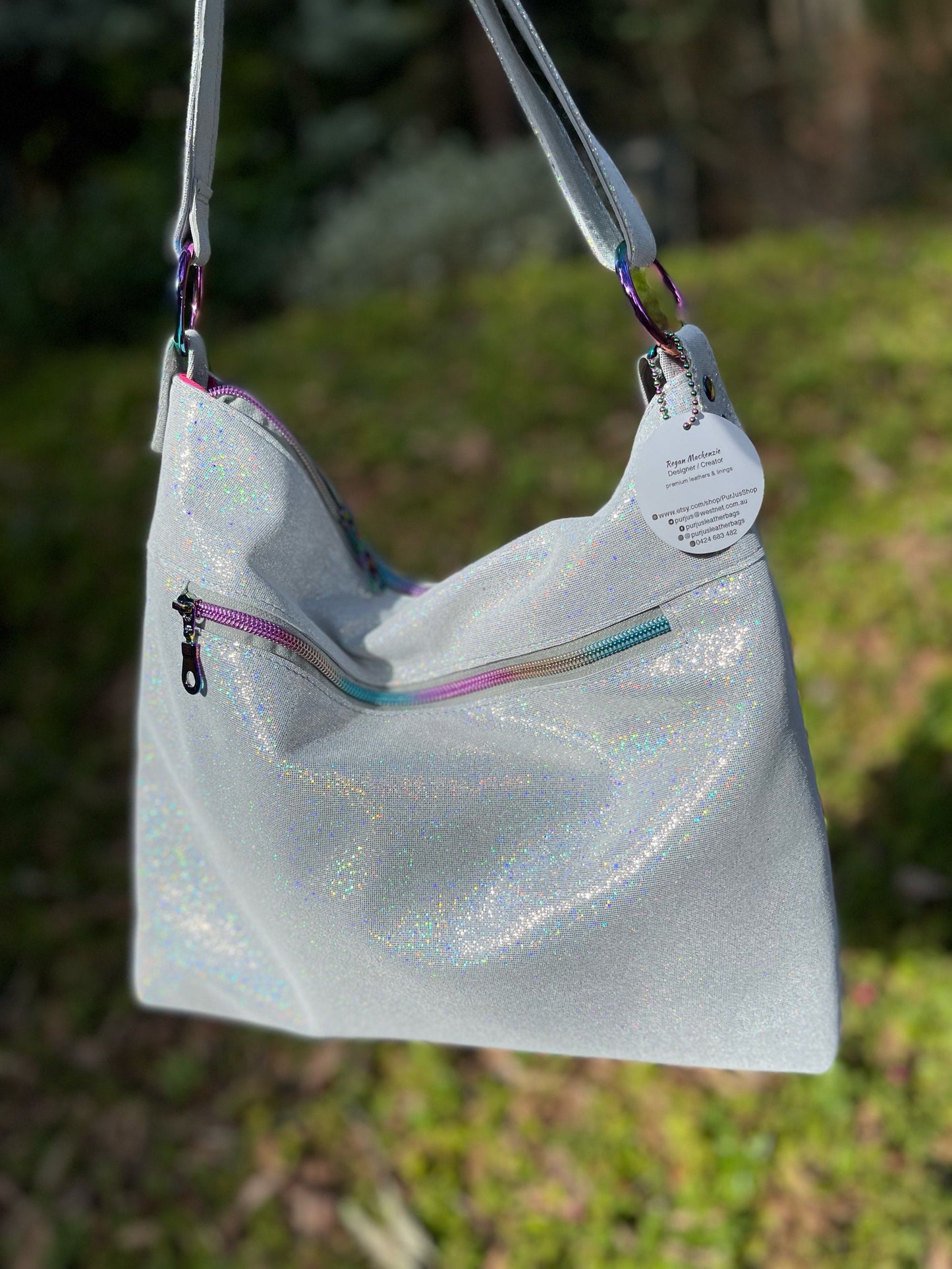 White Iridescent Silver crossbody bag