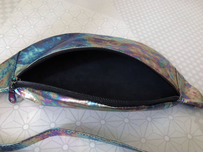 Bum Bag, Oil slick Leather Waist Bag