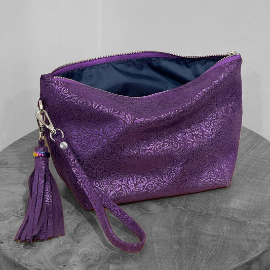 Metallic Purple Makeup Purse, Purple Gift idea