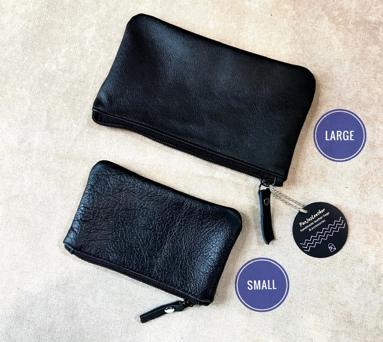 Black Vintage leather coin pouch