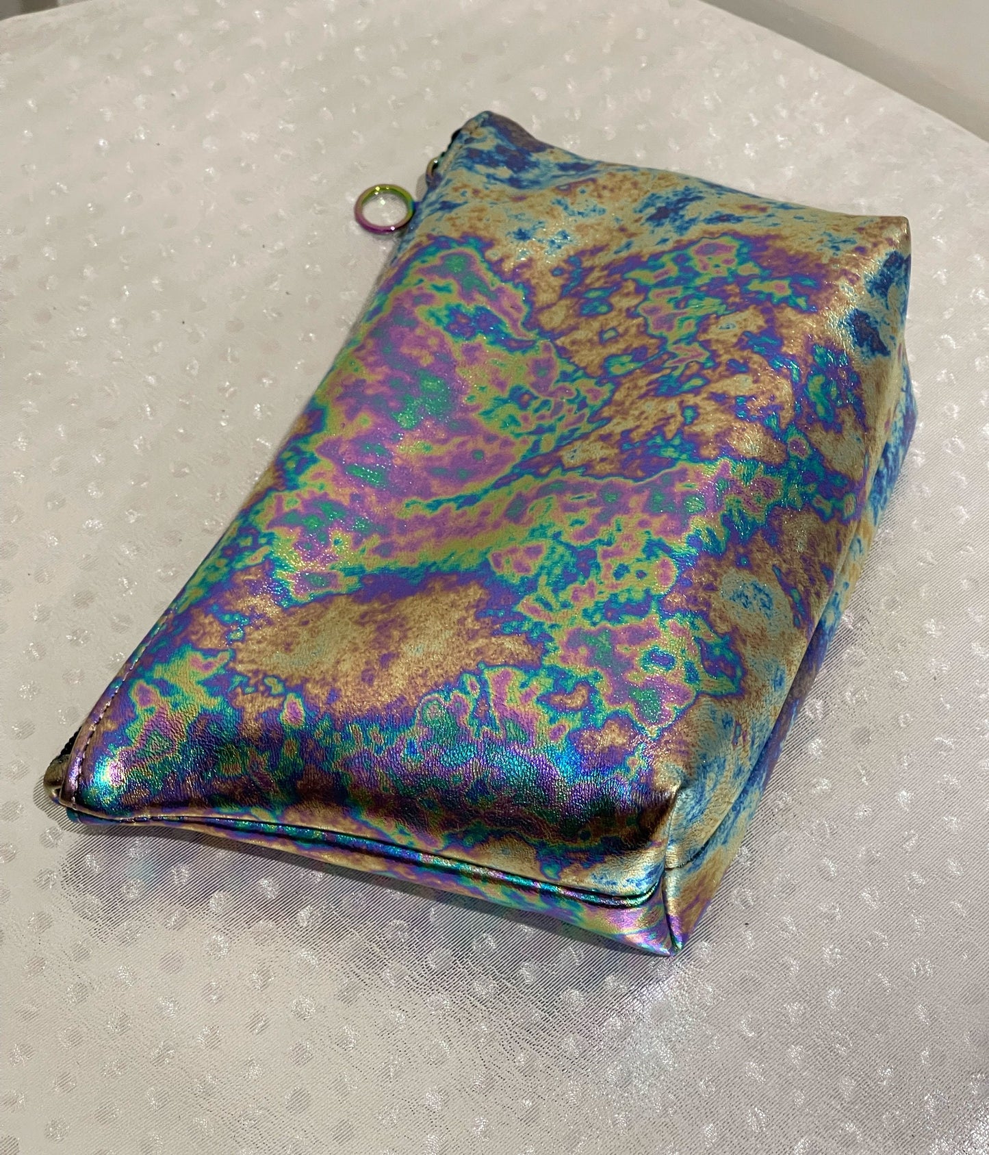 Oil slick Leather makeup purse