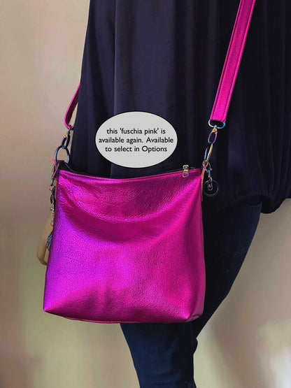Metallic hot pink crossbody bag