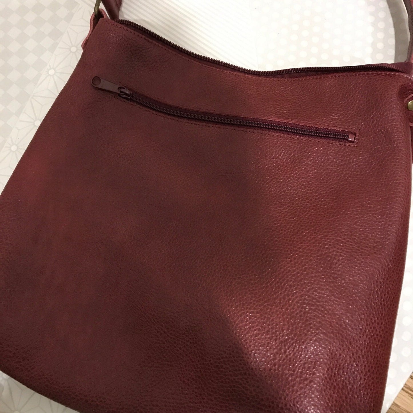 Burgundy vintage cowhide leather crossbody