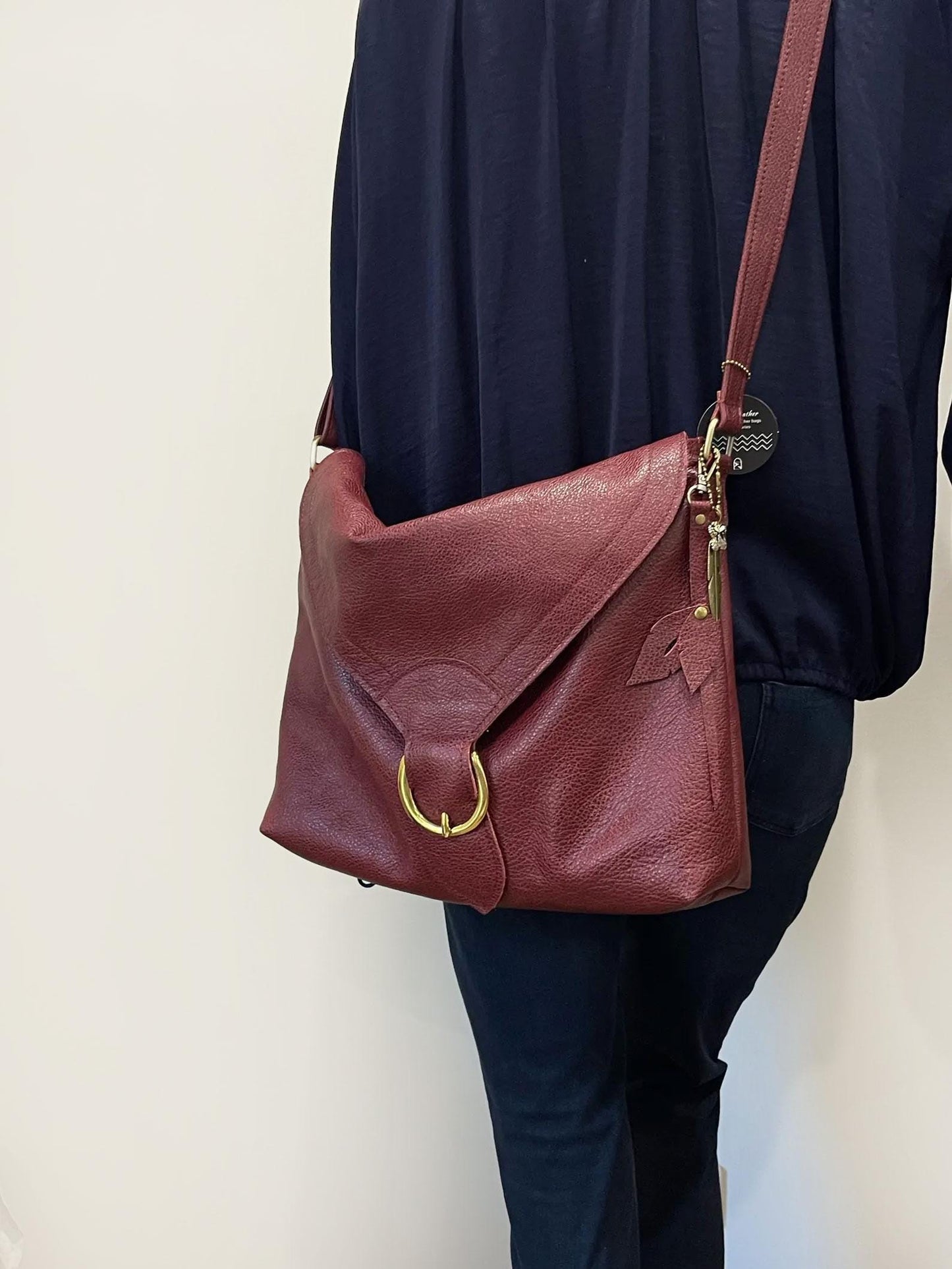 Burgundy Leather Bag with flap