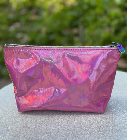 Holographic patent pink Leather makeup purse leather gift