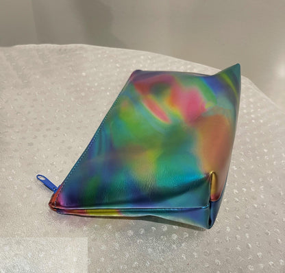 Metallic Rainbow Aurora Leather makeup purse