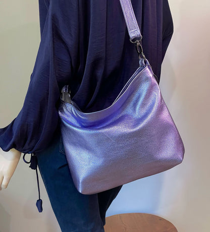 Metallic Lavender Lilac crossbody bag