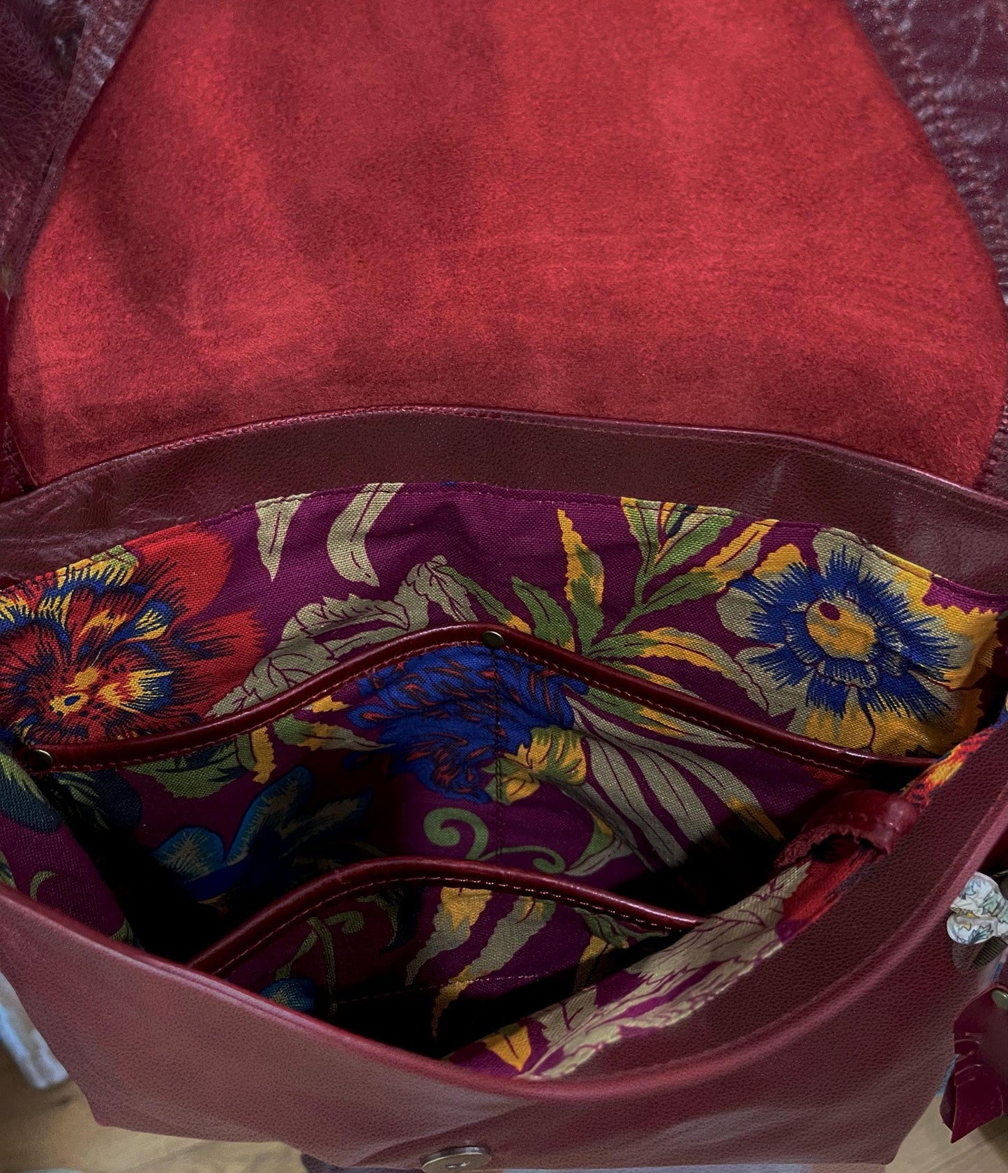 Burgundy Leather Bag with flap