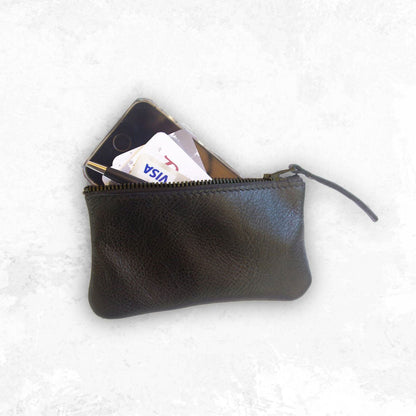 Black Vintage leather coin pouch