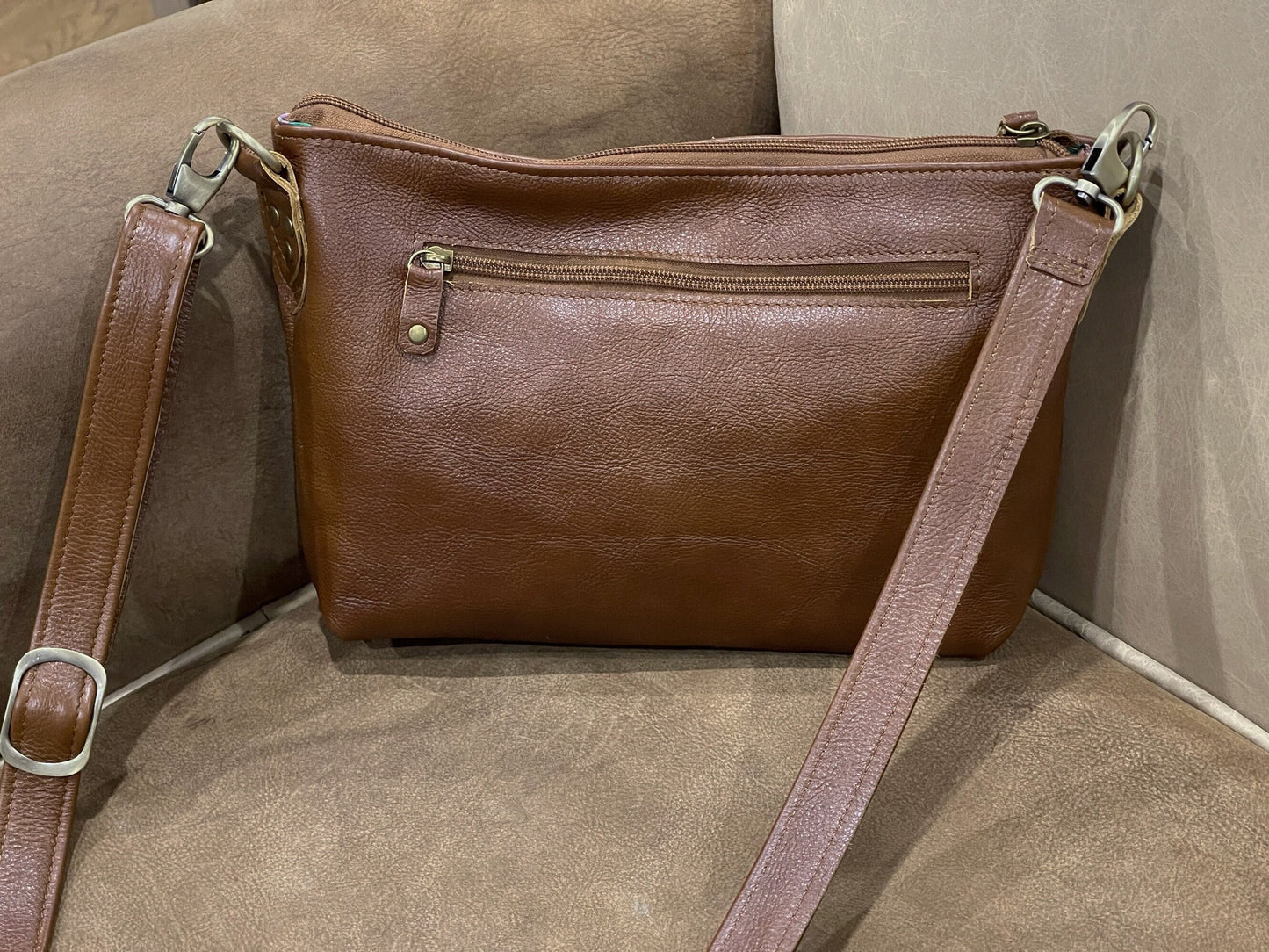 Dark Tan Caramel Leather Crossbody bag