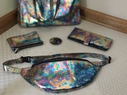 Bum Bag, Oil slick Leather Waist Bag