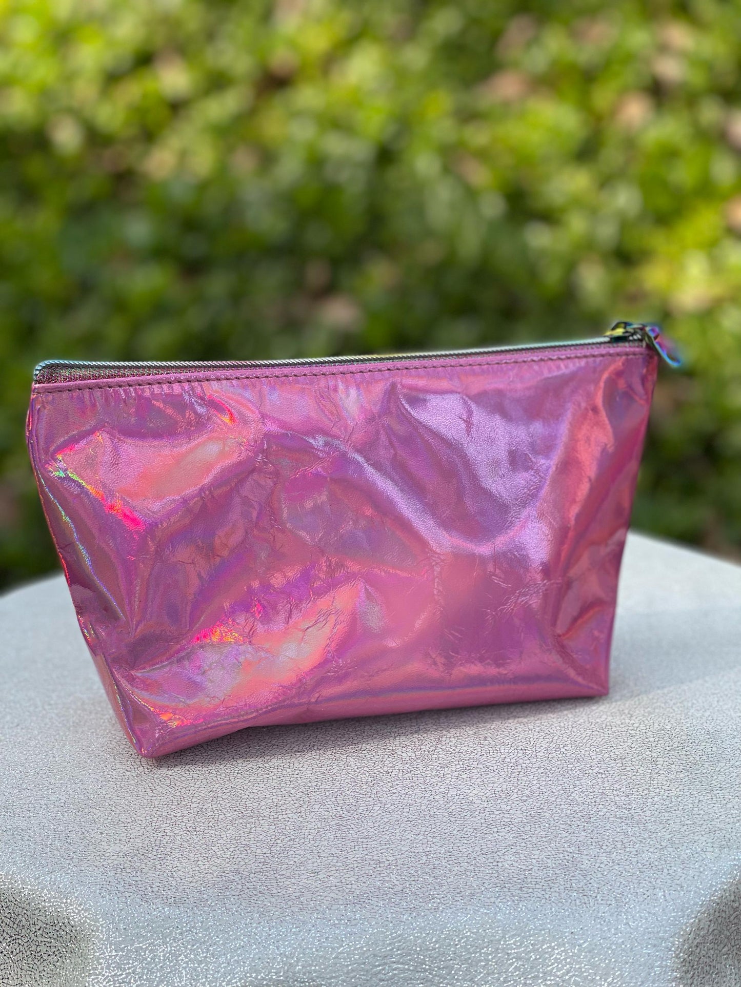 Holographic patent pink Leather makeup purse leather gift