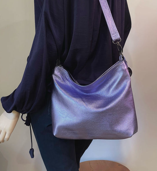 Metallic Lavender Lilac crossbody bag