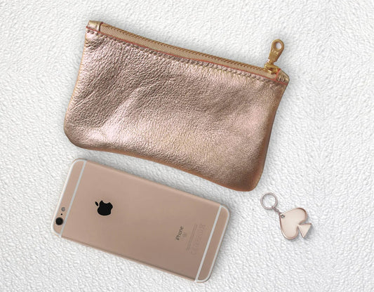 Rose Gold Metallic leather coin purse