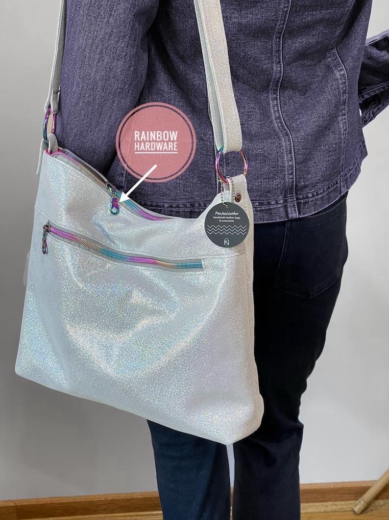 White Iridescent Silver crossbody bag
