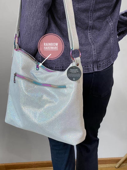 White Iridescent Silver crossbody bag