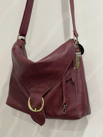 Burgundy Leather Bag with flap