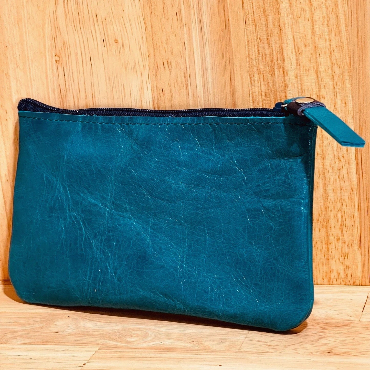 Vintage Teal leather coin purse